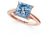 Rose gold Fancy Blue Princess  Solitaire Engagement Ring with Four-Prong Setting and Classic Band 2