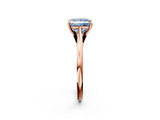 Rose gold Fancy Blue Princess  Solitaire Engagement Ring with Four-Prong Setting and Classic Band 3