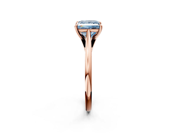 Rose gold Fancy Blue Princess  Solitaire Engagement Ring with Four-Prong Setting and Classic Band