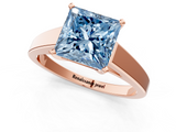Rose gold Fancy Blue Princess  Solitaire Engagement Ring with Four-Prong Setting and Tapered Band_4