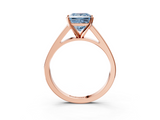 Rose gold Fancy Blue Princess  Solitaire Engagement Ring with Four-Prong Setting and Tapered Band_6