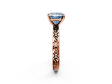 Rose gold Fancy Blue Princess  Solitaire Engagement Ring with Scrollwork Band and Four-Prong Setting_132
