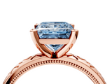 Rose gold Fancy Blue Princess  Solitaire Engagement Ring with Scrollwork Band and Four-Prong Setting_134