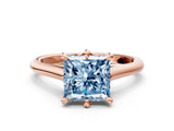 Rose gold Fancy Blue Princess  Solitaire Engagement Ring with Six-Prong Setting and Classic Band 2