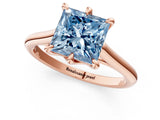 Rose gold Fancy Blue Princess  Solitaire Engagement Ring with Six-Prong Setting and Classic Band 3