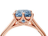 Rose gold Fancy Blue Princess  Solitaire Engagement Ring with Six-Prong Setting and Classic Band