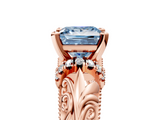 Rose gold Fancy Blue Princess  Solitaire Filigree Engagement Ring with Halo and Prong Setting_54