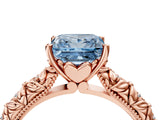Rose gold Fancy Blue Princess  Solitaire Floral Milgrain Engagement Ring_35