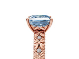 Rose gold Fancy Blue Princess  Solitaire Floral Milgrain Engagement Ring_36