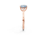 Rose gold Fancy Blue Princess  Solitaire Heart Prong Engagement Ring with Tapered Band_57