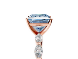Rose gold Fancy Blue Princess  Solitaire Marquise Side Stone Prong Setting Ring_49