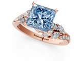 Rose gold Fancy Blue Princess  Solitaire Marquise Twist Band with Six-Prong Setting_46