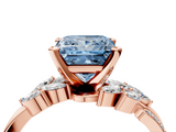 Rose gold Fancy Blue Princess  Solitaire Marquise Twist Band with Six-Prong Setting_49