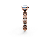 Rose gold Fancy Blue Princess  Solitaire Milgrain Diamond Engagement Ring with Bezel and Marquise Band_162