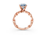Rose gold Fancy Blue Princess  Solitaire Milgrain Diamond Engagement Ring with Bezel and Marquise Band_163
