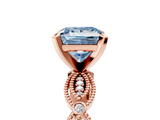 Rose gold Fancy Blue Princess  Solitaire Milgrain Diamond Engagement Ring with Bezel and Marquise Band_165