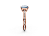 Rose gold Fancy Blue Princess  Solitaire Pavé Band Prong Setting Ring_22