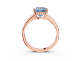 Rose gold Fancy Blue Princess  Solitaire Pavé Band Prong Setting Ring_23