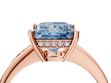 Rose gold Fancy Blue Princess  Solitaire Pavé Band Prong Setting Ring_24