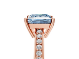 Rose gold Fancy Blue Princess  Solitaire Pavé Band Prong Setting Ring_25