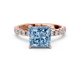 Rose gold Fancy Blue Princess  Solitaire Pavé Band with Four-Prong Setting_150