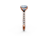 Rose gold Fancy Blue Princess  Solitaire Pavé Band with Four-Prong Setting_152
