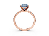 Rose gold Fancy Blue Princess  Solitaire Pavé Band with Four-Prong Setting_153