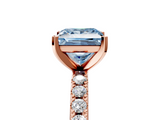 Rose gold Fancy Blue Princess  Solitaire Pavé Band with Four-Prong Setting_155