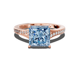 Rose gold Fancy Blue Princess  Solitaire Pavé Band with Four-Prong Setting_42