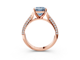 Rose gold Fancy Blue Princess  Solitaire Pavé Diamond Engagement Ring with Four-Prong Setting_154