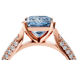 Rose gold Fancy Blue Princess  Solitaire Pavé Diamond Engagement Ring with Four-Prong Setting_155