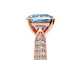 Rose gold Fancy Blue Princess  Solitaire Pavé Diamond Engagement Ring with Four-Prong Setting_156