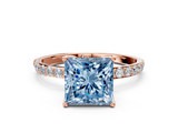 Rose gold Fancy Blue Princess  Solitaire Pavé Diamond Engagement Ring with Four-Prong Setting_25