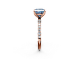 Rose gold Fancy Blue Princess  Solitaire Pavé Diamond Engagement Ring with Four-Prong Setting_27