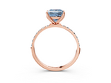 Rose gold Fancy Blue Princess  Solitaire Pavé Diamond Engagement Ring with Four-Prong Setting_28