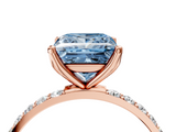 Rose gold Fancy Blue Princess  Solitaire Pavé Diamond Engagement Ring with Four-Prong Setting_29