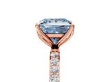 Rose gold Fancy Blue Princess  Solitaire Pavé Diamond Engagement Ring with Four-Prong Setting_30