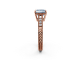 Rose gold Fancy Blue Princess  Solitaire Pavé Diamond Milgrain Engagement Ring with Four-Prong Setting_5