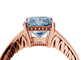 Rose gold Fancy Blue Princess  Solitaire Pavé Diamond Milgrain Engagement Ring with Four-Prong Setting_7