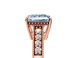 Rose gold Fancy Blue Princess  Solitaire Pavé Diamond Milgrain Engagement Ring with Four-Prong Setting_8