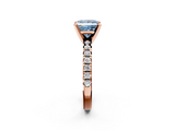 Rose gold Fancy Blue Princess  Solitaire Pave Diamond Engagement Ring with Four-Prong Setting_244