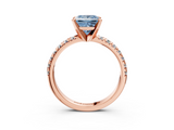 Rose gold Fancy Blue Princess  Solitaire Pave Diamond Engagement Ring with Four-Prong Setting_245