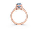 Rose gold Fancy Blue Princess  Solitaire Pave Diamond Engagement Ring with Prong Setting_22