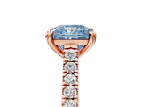 Rose gold Fancy Blue Princess  Solitaire Pave Diamond Engagement Ring with Prong Setting_24
