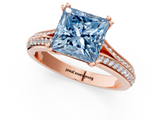 Rose gold Fancy Blue Princess  Solitaire Pave Split Shank Engagement Ring with Six-Prong Setting_38