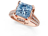 Rose gold Fancy Blue Princess  Solitaire Pave Split Shank Ring with Four-Prong Setting_104