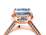 Rose gold Fancy Blue Princess  Solitaire Pave Split Shank Ring with Four-Prong Setting_107