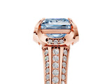 Rose gold Fancy Blue Princess  Solitaire Pave Split Shank Ring with Four-Prong Setting_108