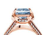 Rose gold Fancy Blue Princess  Solitaire Pave Split Shank Ring with Four-Prong Setting_13