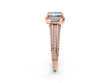 Rose gold Fancy Blue Princess  Solitaire Pave Split Shank Ring with Four-Prong Setting_33